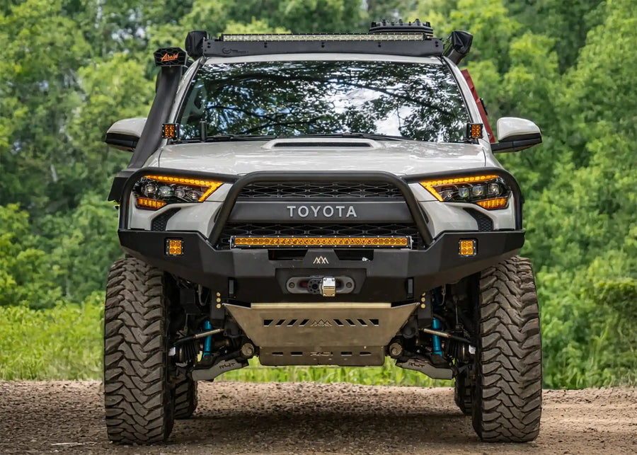 Backwoods Adventure Mods Hi-Lite Bull Bar (2010–2024 4Runner) — Feature shot: bull bar bumper installed on a 5th gen 4Runner front end