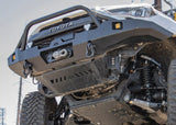 Backwoods Adventure Mods Connector Skid Plate (2010–2024 4Runner) — Lifestyle shot: connector skid installed under a Hi-Lite bumper on a 4Runner