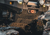 Backwoods Adventure Mods Connector Skid Plate (2010–2024 4Runner) — Feature shot: connector skid shown with the Backwoods front bumper