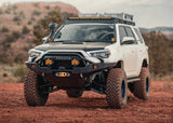 Backwoods Adventure Mods Hi-Lite Prerunner (2010–2024 4Runner) — Feature shot: white 4Runner front end with the prerunner bumper installed