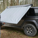 NaturNest 90 Degree Straight Pull Awning — Feature shot: awning mounted on vehicle roof rack