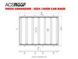Leitner ACS ROOF INEOS Grenadier Roof Rack low profile no-drill platform rack, dimension schematic