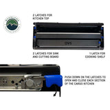 OVS Camp Cargo Box Kitchen with Slide-Out Sink & Work Station — Feature shot: slide latches