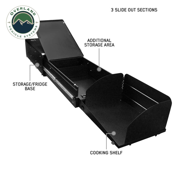 OVS Cargo Box Kitchen with Slide-Out Storage & Cooking Area — Feature shot: opened up