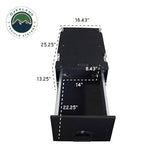 OVS Cargo Box with Slide-Out Drawer & Work Station — Feature shot: dimensions diagram