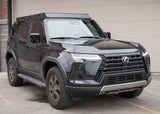 Backwoods Adventure Mods DRIFTR Roof Rack (2024–2027 GX550) — Feature shot: rack with crossbars on a black 2024 GX550