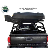 OVS Discovery Bed Rack – Mid-Size Truck Short Bed — Feature shot: rooftop tent mounted on the rack, rear view