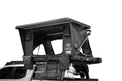 FSR Evolution XL — Feature shot: front hero view of the deployed hard shell rooftop tent