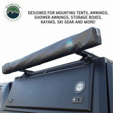 OVS Expedition Truck Cap Crossbars – 72 in — Lifestyle shot: with an awning mounted; gear carried on the cap roof for weekend trips.