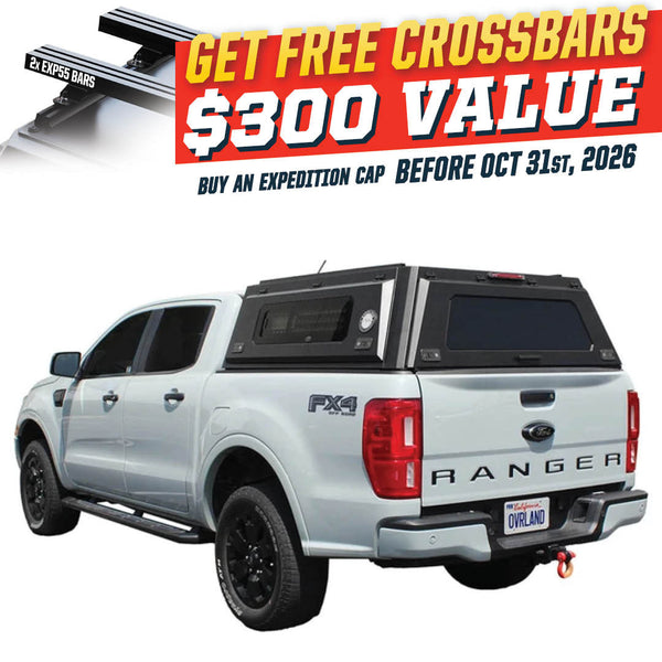 OVS Expedition PRO+ (2019–2023 Ranger) — Feature shot: three-quarter view with optional OVS crossbars