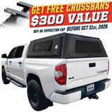 OVS Expedition PRO+ (2007–2021 Tundra) — Feature shot: three-quarter view with optional OVS crossbars