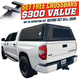 OVS Expedition PRO (2007–2021 Tundra) — Feature shot: three-quarter view with optional OVS crossbars