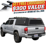 OVS Expedition PRO (2016–2023 Tacoma) — Feature shot: three-quarter view with optional OVS crossbars