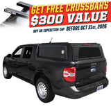 OVS Expedition PRO (2022–2027 Maverick) — Feature shot: three-quarter view with optional OVS crossbars