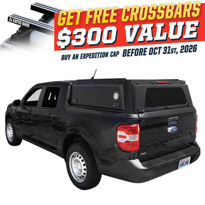 OVS Expedition PRO (2022–2027 Maverick) — Feature shot: three-quarter view with optional OVS crossbars