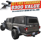 OVS Expedition PRO (2020–2027 Gladiator) — Feature shot: three-quarter view with optional OVS crossbars