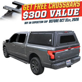 OVS Expedition PRO (2021–2027 F-150) — Feature shot: three-quarter view with optional OVS crossbars