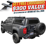 OVS Expedition PRO+ (2015–2022 Colorado / Canyon) — Feature shot: three-quarter view with optional OVS crossbars