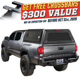 OVS Expedition PRO+ (2016–2023 Tacoma) — Feature shot: three-quarter view with optional OVS crossbars