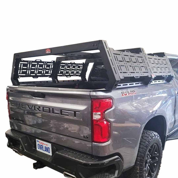 OVS Ruff Rax Bed Rack – 2014–2018 Chevy Silverado / GMC Sierra 1500 5.7 ft — Feature shot: three-quarter view