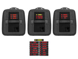 GearBAG G2 3-Pack — Feature shot: three GearBAG G2 cases with PVC ID patches attached, shown beside the full patch kit sheet.