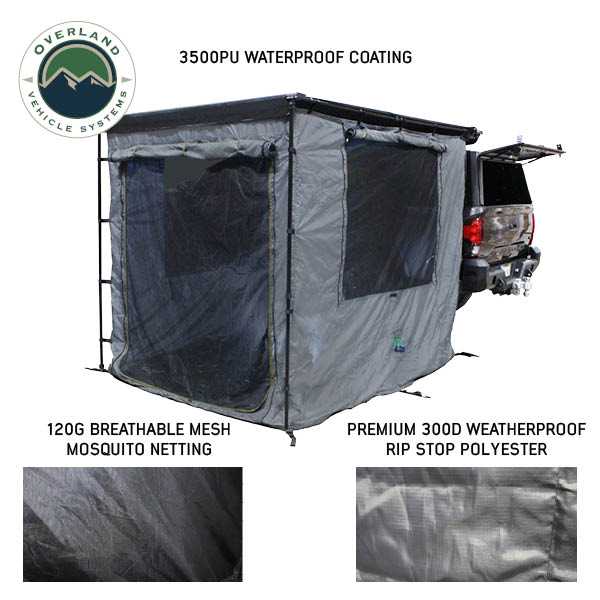 OVS HD Nomadic 90 Awning Room Enclosure — Feature shot: 300D fabric with 3500 PU waterproofing and mesh