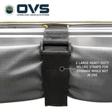 OVS HD Nomadic 270 Awning — Feature shot: heavy-duty hook-and-loop straps that hold the folded awning closed