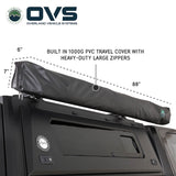 OVS HD Nomadic 270 Awning — Feature shot: PVC travel cover with heavy-duty zipper, closed on the rack