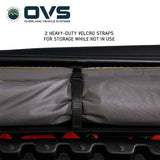 OVS HD Nomadic 270 LTE Awning — Feature shot: heavy-duty hook-and-loop straps that hold the folded awning closed