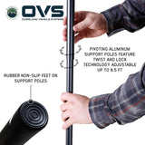 OVS HD Nomadic 270 LTE Awning — Feature shot: twist-lock telescoping support pole with rubber non-slip foot