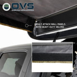 OVS HD Nomadic 270 LTE Awning Walls — Feature shot: hook-and-loop attachment to the awning arms