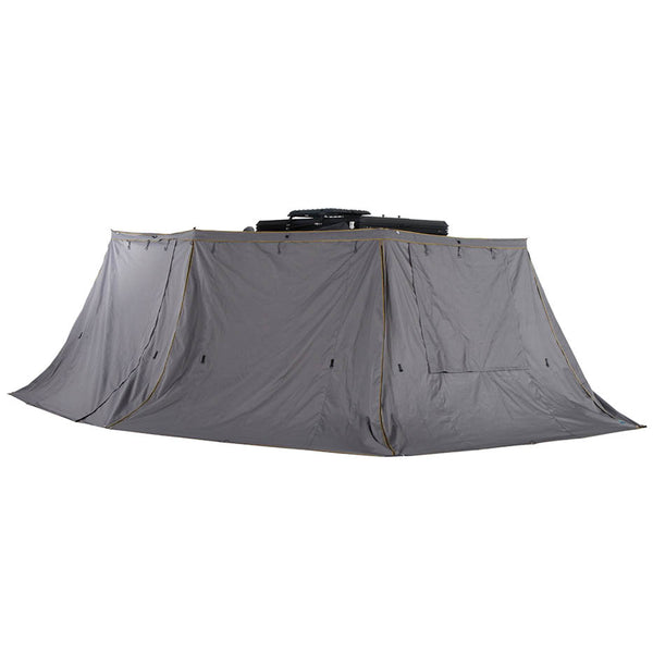 OVS HD Nomadic 270 Awning 3-Piece Wall Kit — Feature shot: awning fully enclosed with the three walls