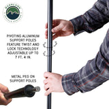 OVS HD Nomadic 90 Awning — Feature shot: twist-lock telescoping support pole with rubber non-slip foot
