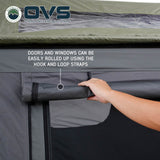 OVS HD Nomadic 3 Extended — Feature shot: doors and windows roll up with hook-and-loop straps