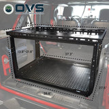 OVS Cargo Storage Rack with Sliding Tray – Jeep JL & SUVs — Feature shot: dimensions diagram