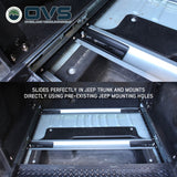 OVS Cargo Storage Rack with Sliding Tray – Jeep JL & SUVs — Feature shot: mounting rows