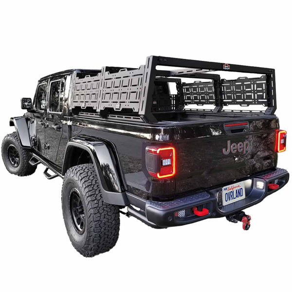OVS Ruff Rax Bed Rack – 2018–2027 Jeep Gladiator 5 ft — Feature shot: three-quarter view