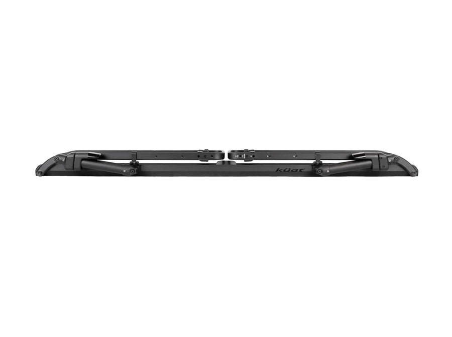 KUAT Piston SR Bike Tray — Feature shot: full side view of the assembled all-metal tray with its folding tire arms raised