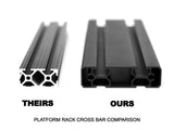 Leitner ACS ROOF INEOS Grenadier Roof Rack low profile no-drill platform rack, crossbar extrusion thickness compared to a typical rack