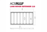 Leitner ACS ROOF Land Rover Defender 110 Roof Rack low profile no-drill platform rack, dimension schematic