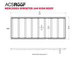 Leitner ACS ROOF Mercedes-Benz Sprinter 144 Roof Rack low profile no-drill platform rack, dimension schematic