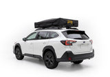 Roofnest Meadowlark 2 XL — Feature shot: closed tent on a Subaru Outback showing its compact footprint