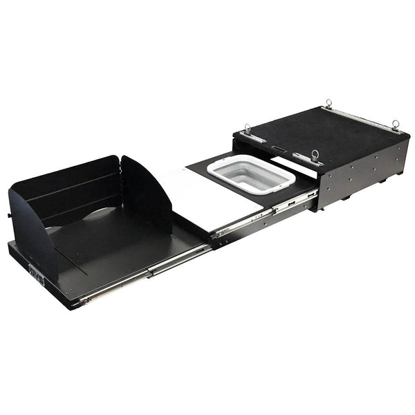 OVS Mid-Size Cargo Box Kitchen with Slide-Out Sink & Work Station — Feature shot: studio product view