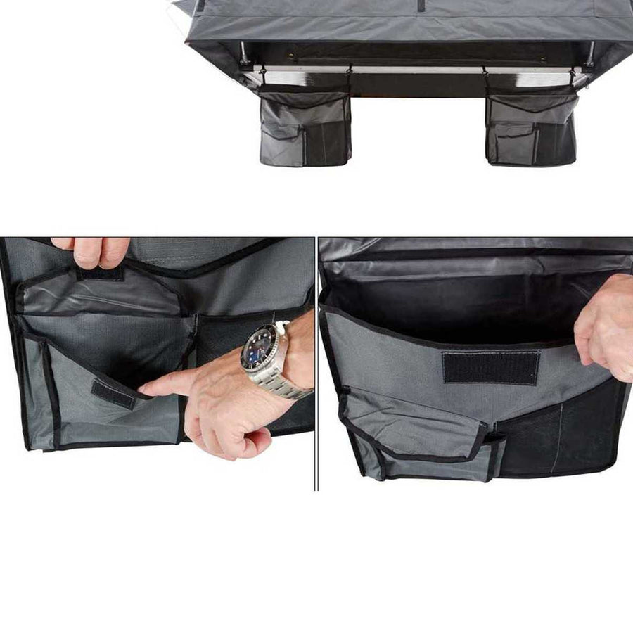 OVS HD Nomadic Rooftop Tent Shoe Bags (Pair) — Feature shot: shoe bag hanging beside the tent ladder
