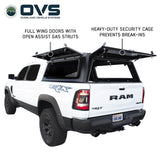 OVS Expedition PRO (2019–2027 RAM 1500) — Feature shot: three-quarter view with the wing doors open