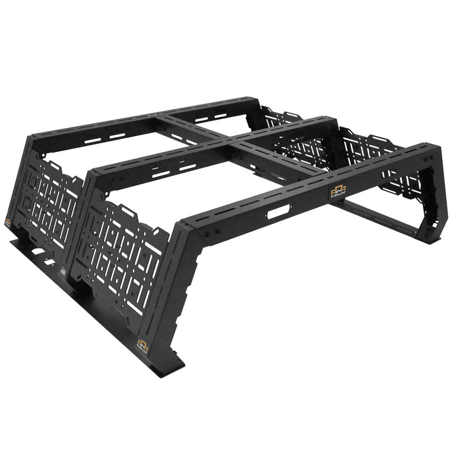 OVS Ruff Rax Bed Rack – 2016–2023 Toyota Tacoma 5 ft & 6 ft — Feature shot: three-quarter studio view