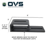 OVS Ruff Rax Tent Riser Bracket — Feature shot: dimensions diagram