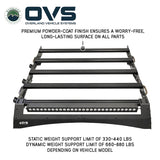 OVS Ruff Rax Roof Rack – 2010–2024 Toyota 4Runner — Feature shot: powder-coat finish and load rating callout