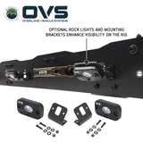 OVS Ruff Rax Roof Rack – 2019–2027 RAM 1500 (No Light Bar Cutout) — Feature shot: optional rock lights and mounting brackets