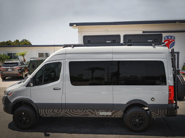 Leitner ACS ROOF Mercedes-Benz Sprinter 144 Roof Rack low profile no-drill platform rack, installed view 1